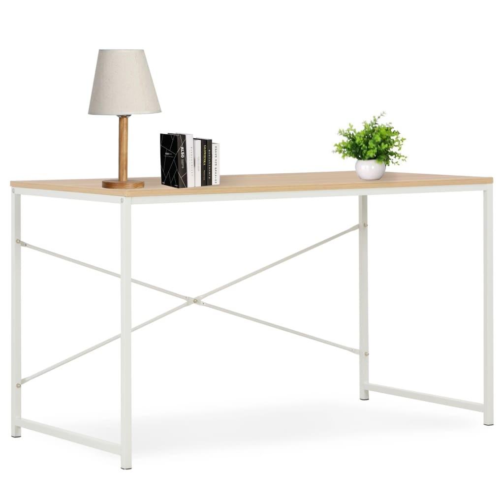 Computerbord 120 x 60 x 70 cm hvid og egetræsfarve