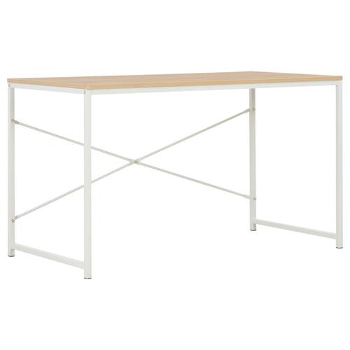 Computerbord 120 x 60 x 70 cm hvid og egetræsfarve
