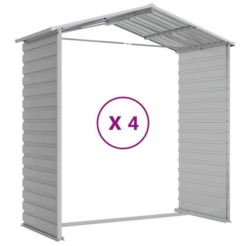 Haveskur 191x385x198 cm galvaniseret stål lysegrå