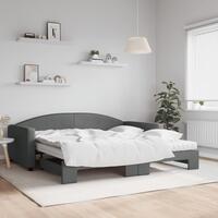 Daybed med udtræk og madras 100x200 cm stof mørkegrå