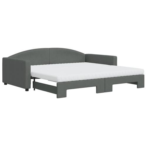 Daybed med udtræk og madras 100x200 cm stof mørkegrå
