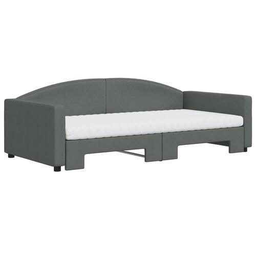 Daybed med udtræk og madras 100x200 cm stof mørkegrå