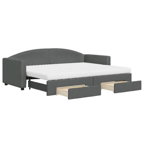Daybed med udtræk og skuffer 80x200 cm stof mørkegrå