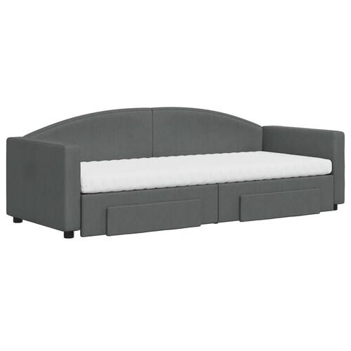 Daybed med udtræk og skuffer 80x200 cm stof mørkegrå