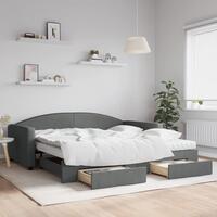Daybed med udtræk og skuffer 100x200 cm stof mørkegrå