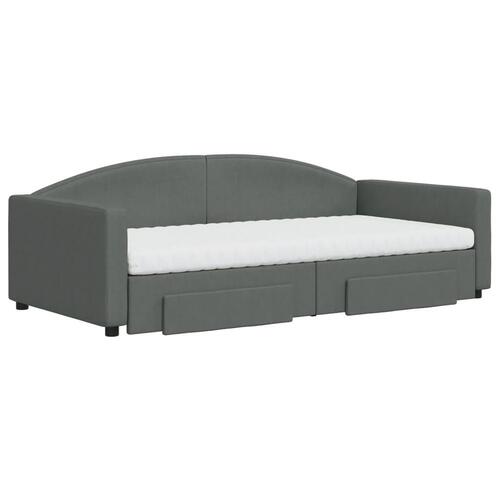 Daybed med udtræk og skuffer 100x200 cm stof mørkegrå