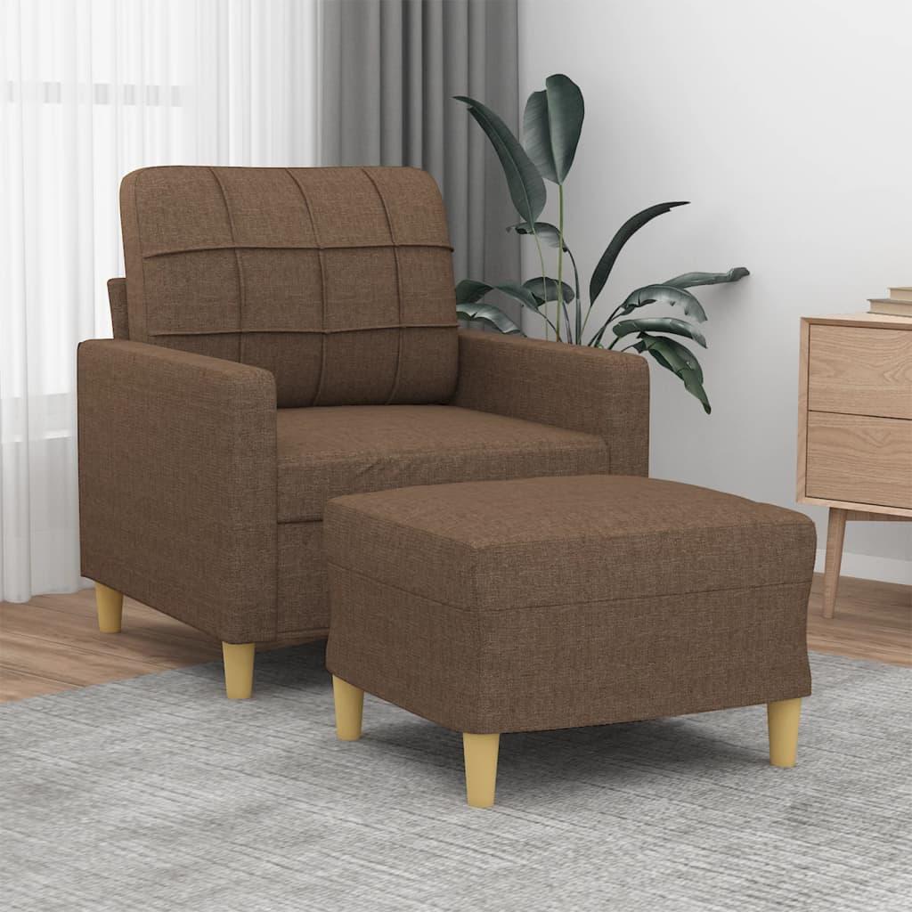 Sofastol med fodskammel 60 cm stof Brun