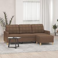 3-personers sofa med fodskammel 180 cm stof Brun