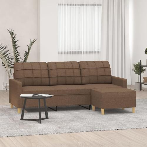 3-personers sofa med fodskammel 180 cm stof Brun