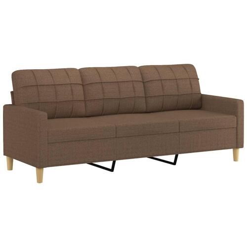 3-personers sofa med fodskammel 180 cm stof Brun