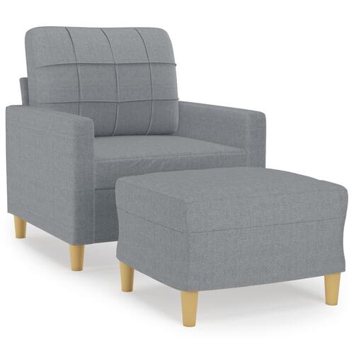 Sofastol med fodskammel 60 cm stof lysegrå