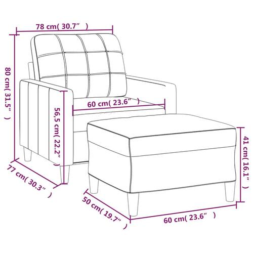 Sofastol med fodskammel 60 cm stof lysegrå