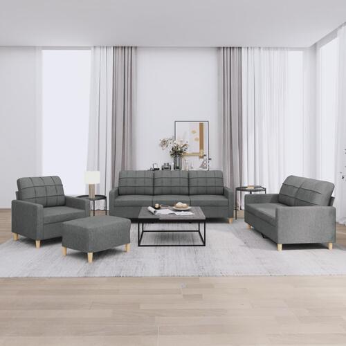 Sofasæt 4 dele med hynder stof mørkegrå