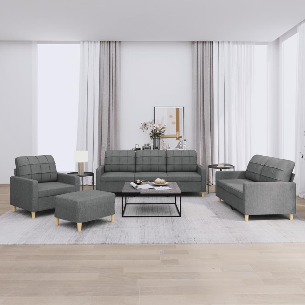 Sofasæt 4 dele med hynder stof mørkegrå