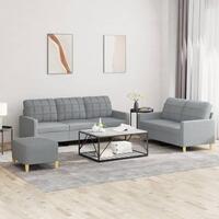 3 personers sofa med hynder stof lysegrå