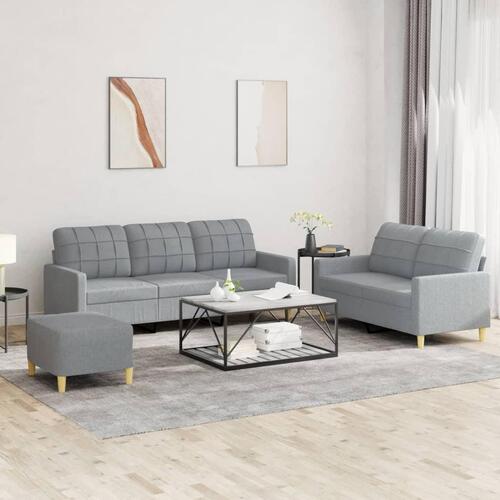 3 personers sofa med hynder stof lysegrå