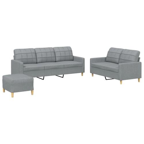 3 personers sofa med hynder stof lysegrå