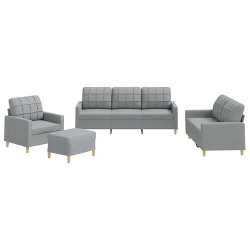 Sofasæt 4 dele med hynder stof lysegrå