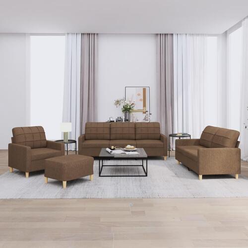 Sofasæt 4 dele med hynder stof brun