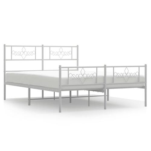 Sengeramme med sengegavl og fodgærde 150x200 cm metal hvid
