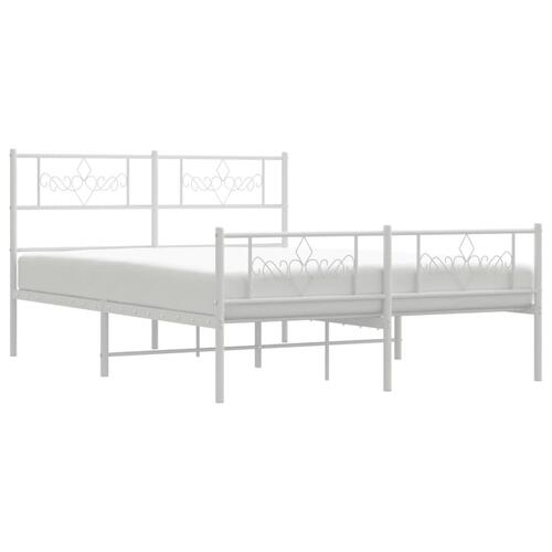 Sengeramme med sengegavl og fodgærde 150x200 cm metal hvid