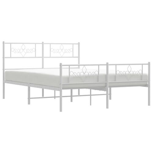 Sengeramme med sengegavl og fodgærde 135x190 cm metal hvid