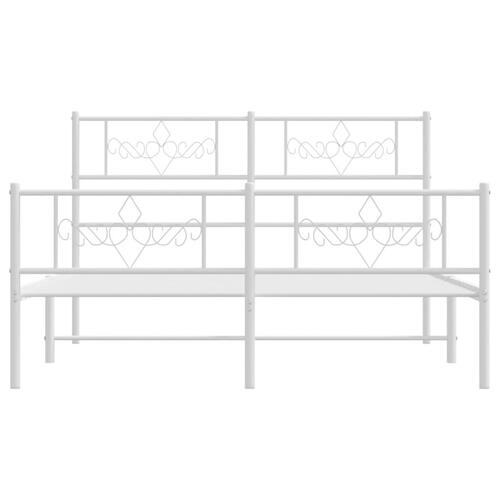 Sengeramme med sengegavl og fodgærde 135x190 cm metal hvid