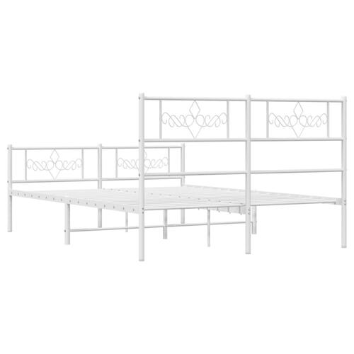 Sengeramme med sengegavl og fodgærde 135x190 cm metal hvid