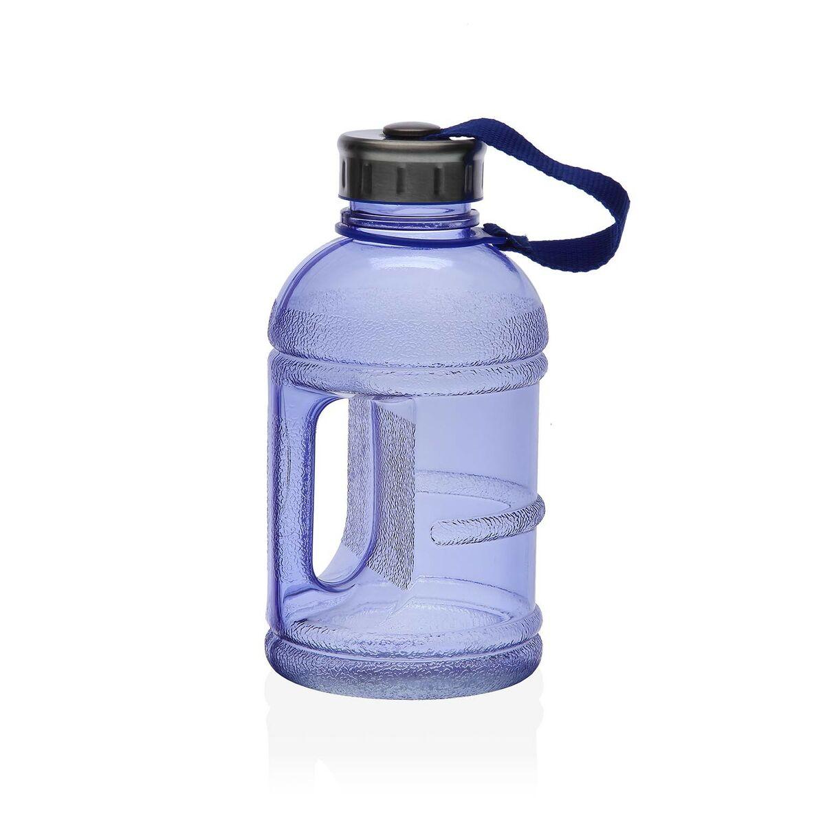Versa vandflaske 950 ml - blå, silikone/PE/PS med låg