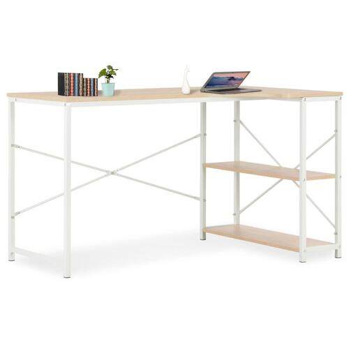 Computerbord 120 x 72 x 70 cm hvid og egetræsfarvet