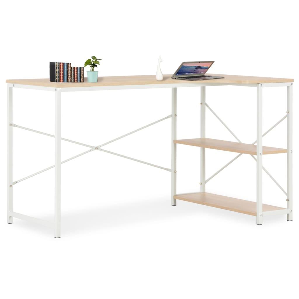 Computerbord 120 x 72 x 70 cm hvid og egetræsfarvet