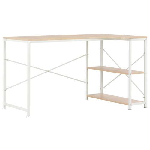 Computerbord 120 x 72 x 70 cm hvid og egetræsfarvet