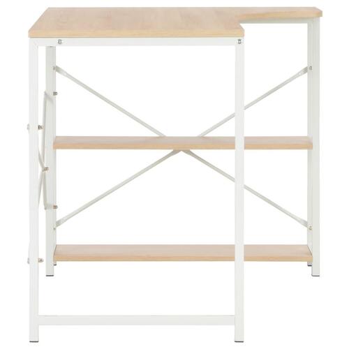 Computerbord 120 x 72 x 70 cm hvid og egetræsfarvet