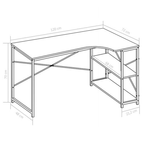 Computerbord 120 x 72 x 70 cm sort og egetræsfarvet