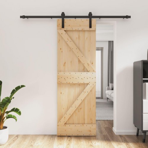 Skydedør med monteringssæt 70x210 cm massivt fyrretræ