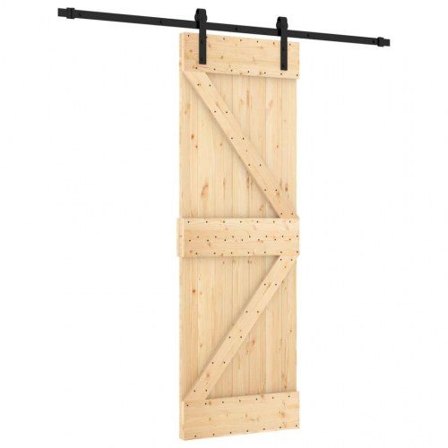 Skydedør med monteringssæt 70x210 cm massivt fyrretræ