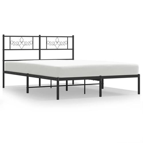 Sengeramme med sengegavl 150x200 cm metal sort
