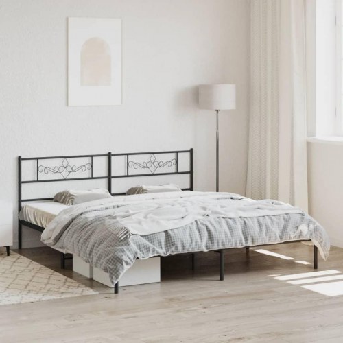 Sengeramme med sengegavl 183×213 cm - metal, sort