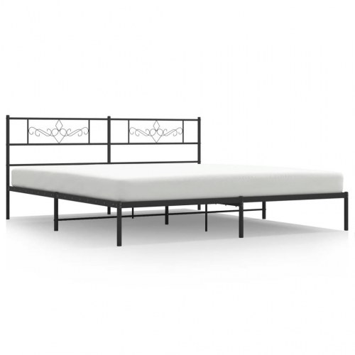 Sengeramme med sengegavl 183×213 cm - metal, sort