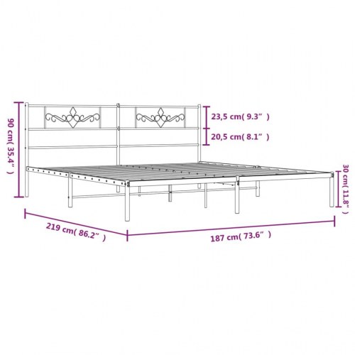 Sengeramme med sengegavl 183×213 cm - metal, sort