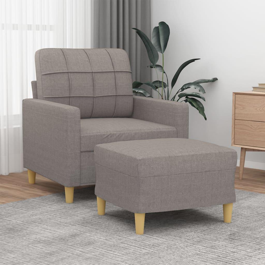 Sofastol med fodskammel 60 cm stof Gråbrun