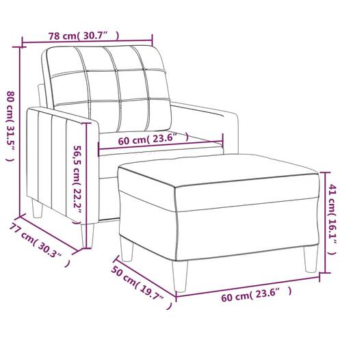 Sofastol med fodskammel 60 cm stof Gråbrun