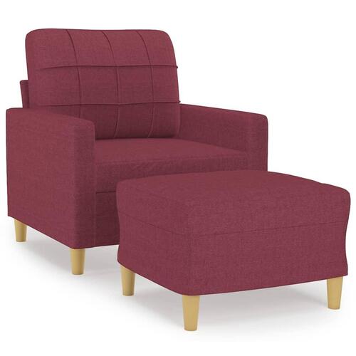 Sofastol med fodskammel 60 cm stof vinrød