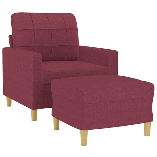 Sofastol med fodskammel 60 cm stof vinrød