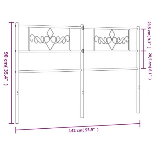 Sengegavl 135 cm metal sort