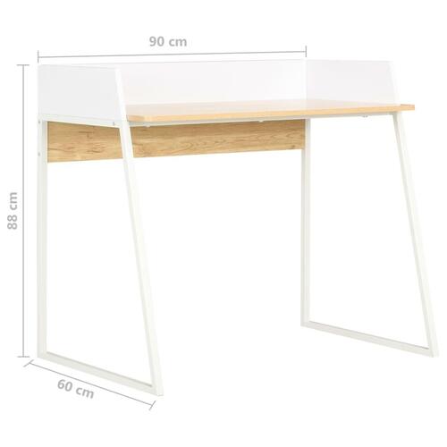 Skrivebord 90x60x88 cm hvid og egetræsfarvet