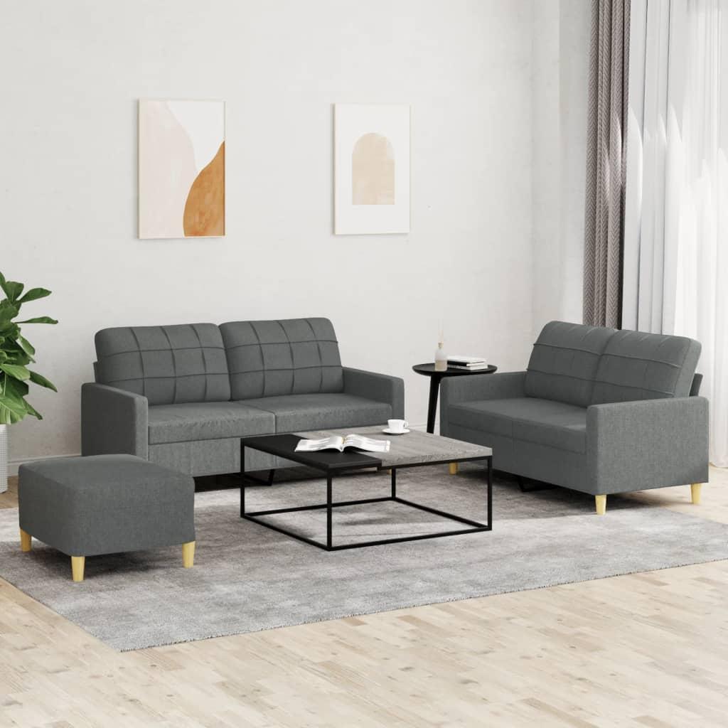 3 personers sofa med hynder stof mørkegrå