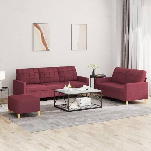 2 personers sofa med hynder stof vinrød