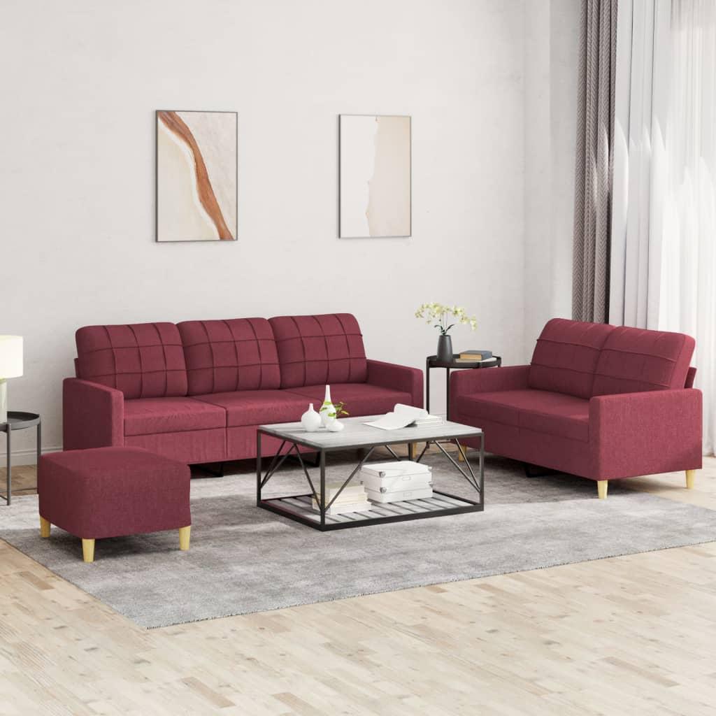 2 personers sofa med hynder stof vinrød