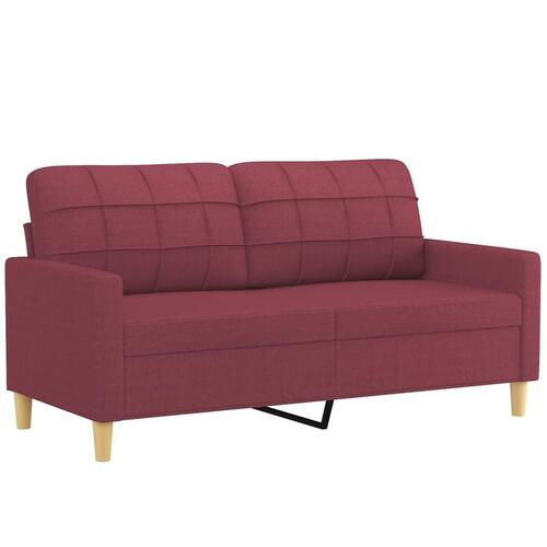 2 personers sofa med hynder stof vinrød